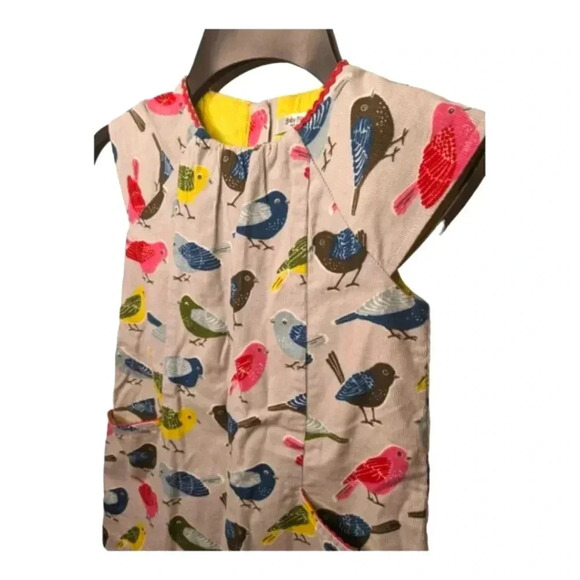 Baby Boden Girls Corduroy Pinafore Bird Print Dress Sz 18-24 Months 100% Cotton - Picture 3 of 16